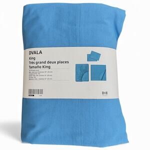 IKEA DVALA Blue King 4 Piece Sheet Set